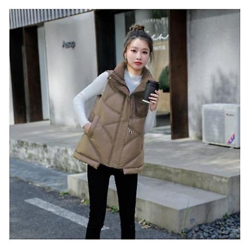 Women’s Fashion Down Vest Autumn And Winter New Arrival Sleeveless Cotton Coat Ladies Solid Color Outdoor Warm Sleeveless Jacket
