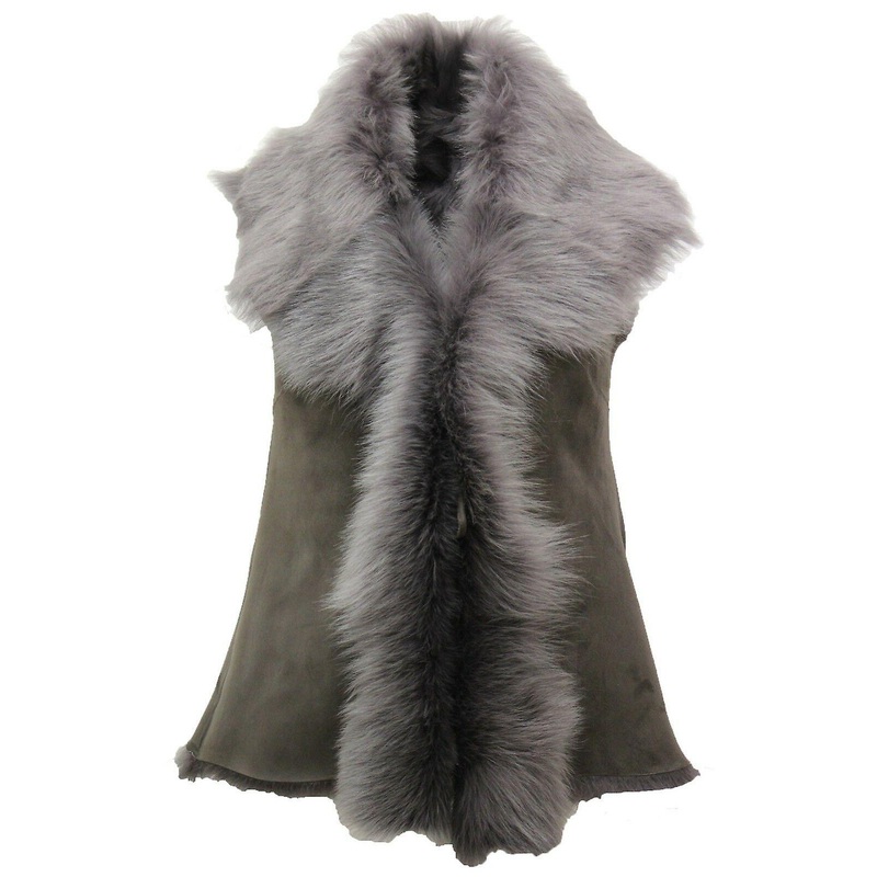 Women’s Short Grey Toscana Sheepskin Gilet