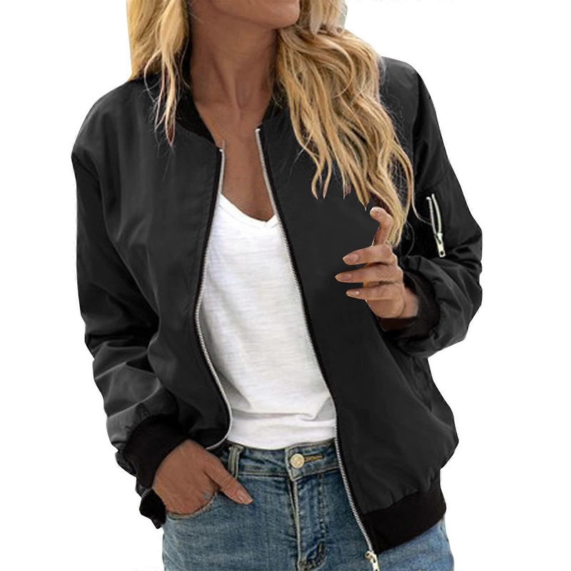Women’s Coats with Fur Women’s Fashion Casual Square Thin Pocket Jacket Blouse Coat Baseball  Casual Jackets For Women black XL