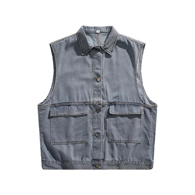 Men’s Vest Sleeveless Vest Cowboy Jacket Motorcycle Vest Biker Vest Outdoor Biker Vest Casual Sleeveless Jacket Motorcycle Vest Trucker Vest Blue M