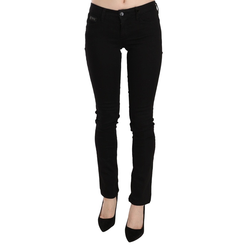 Costume National Black Sequined Mid Waist Slim Fit Denim Jeans