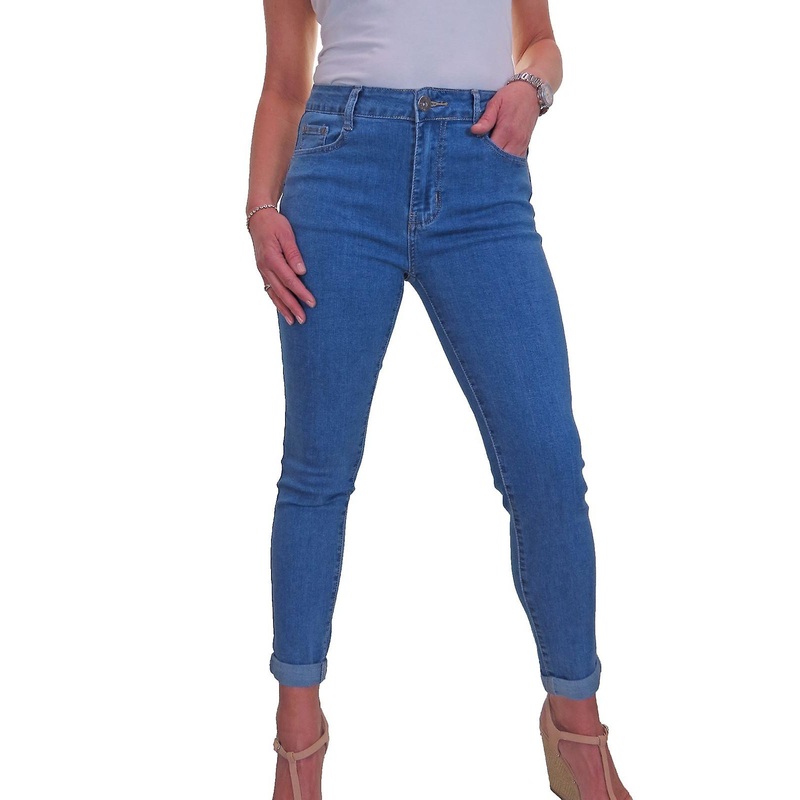 icecoolfashion Women’s High Rise Slim Fit Jeans with Roll Up Cuff