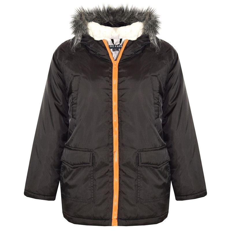 Boys Padded Faux Fur Hooded Warm Jackets