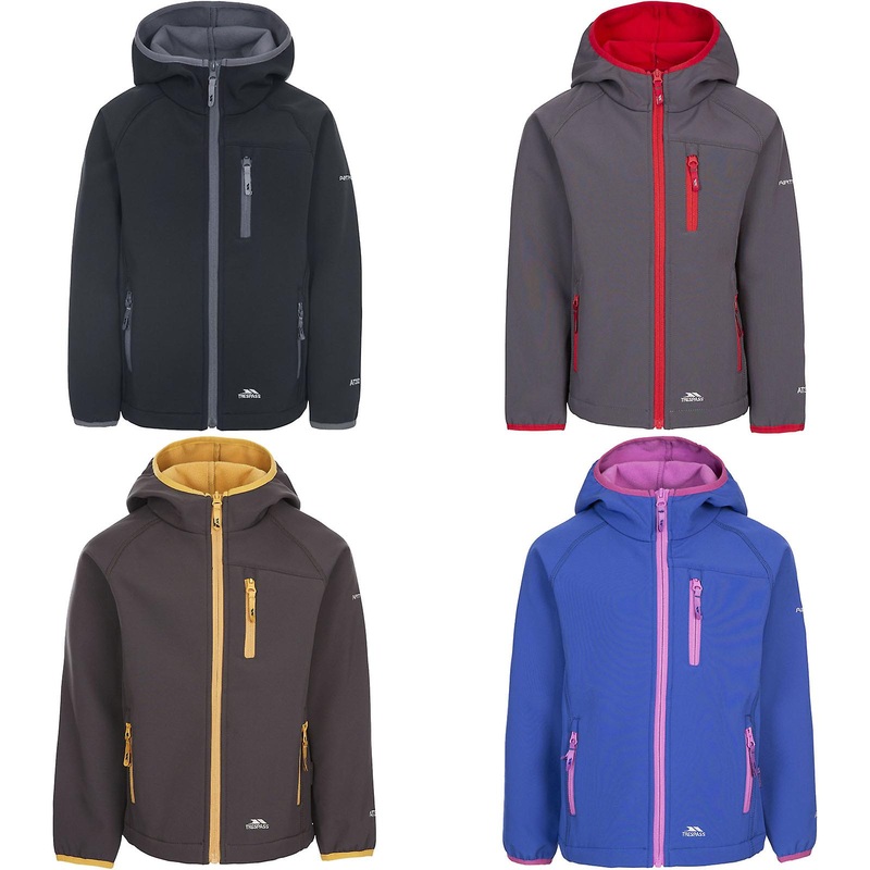 Trespass Kids Kian Outdoor Warm Winter Hooded Lightweight Softshell Jacket Coat