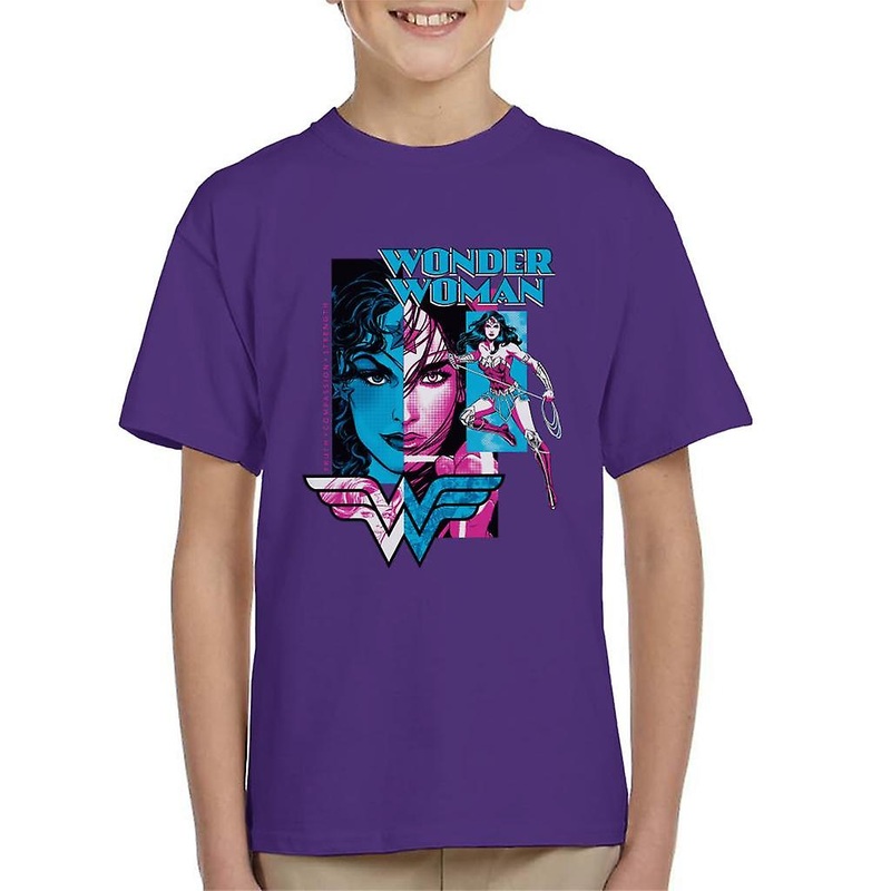 Wonder Woman Blue And Purple Montage Kid’s T-Shirt
