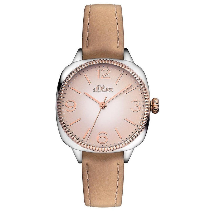 s.Oliver Damen-Armbanduhr Analog Quarz Leder SO-15133-LQR