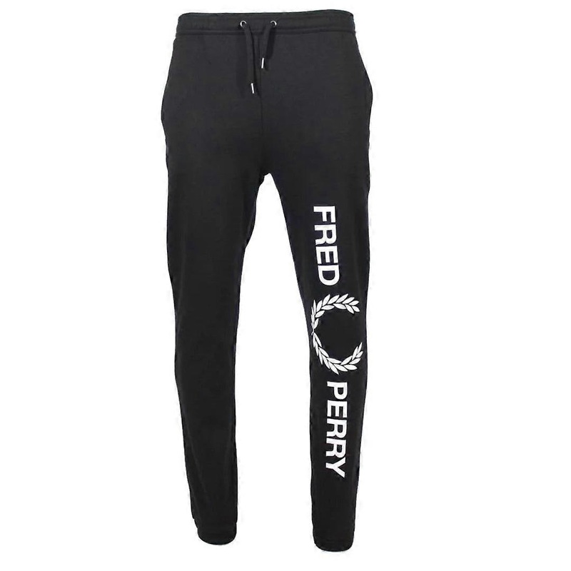 Fred Perry Large Branded Leg Black Sweatpants
