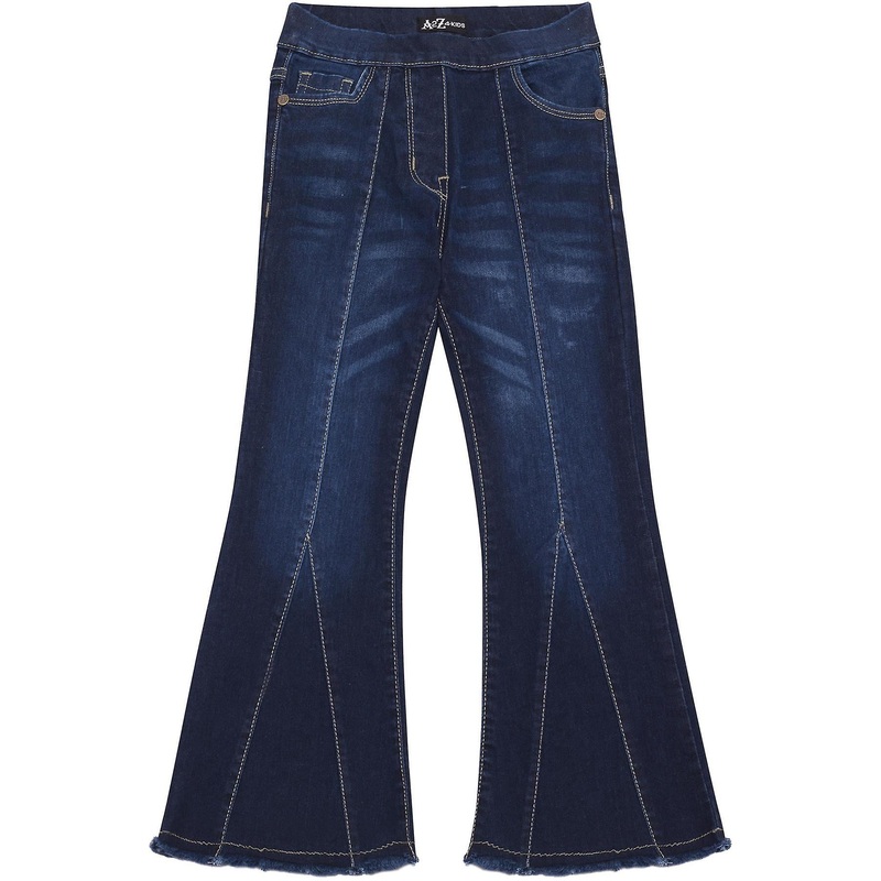 Girls Stretchy Bell Bottom Flared Dark Blue Comfort Denim Jeans