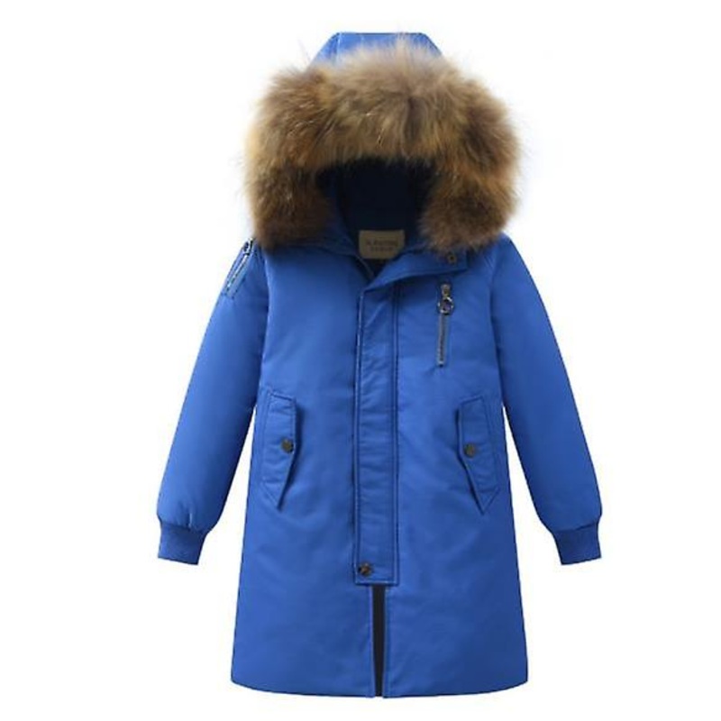Winter New Arrival Children’s Down Jacket For Boys, Fashion Mid-length Thermal Coat With Fur Collar, Big Children’s Solid Color Hooded Down Coat