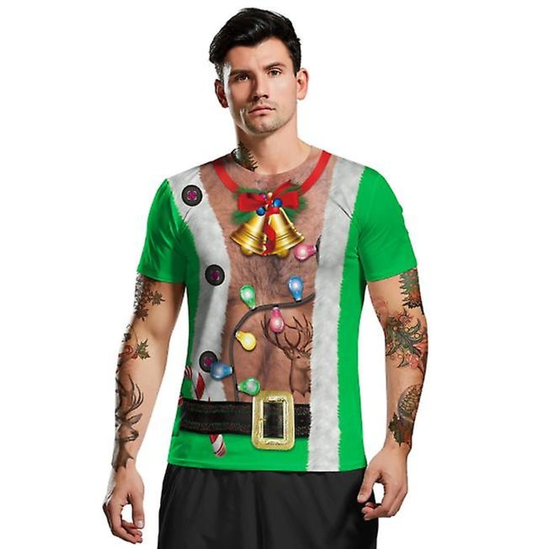 2022 New Outlet  Funny Christmas Series Cartoon 3d Men’s Print Short Sleeve Top