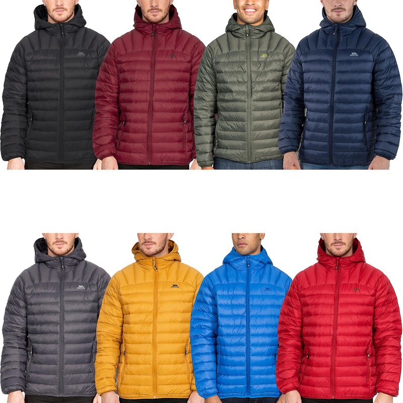 Trespass Mens Romano Lightweight Down Packaway Padded Hooded Jacket Coat