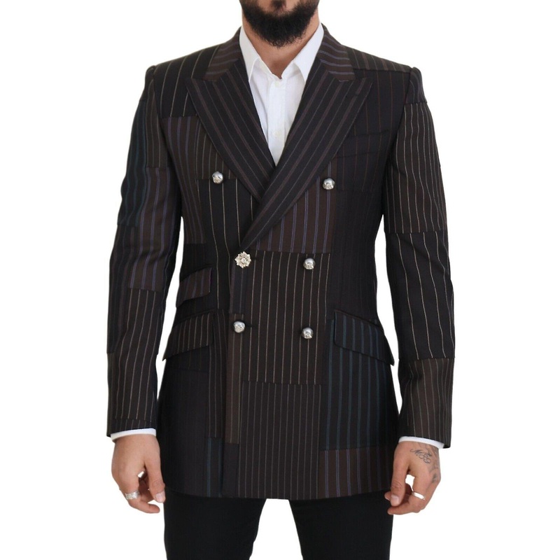 Dolce & Gabbana Men’s Multicolor Patchwork Stripes Sicilia Blazer
