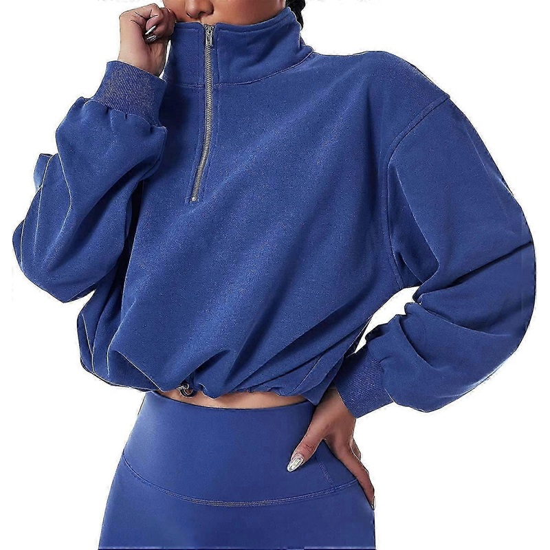 Womens Half Zip Sweatshirts Stand Collar Activewear Running Workout Pullover Tops