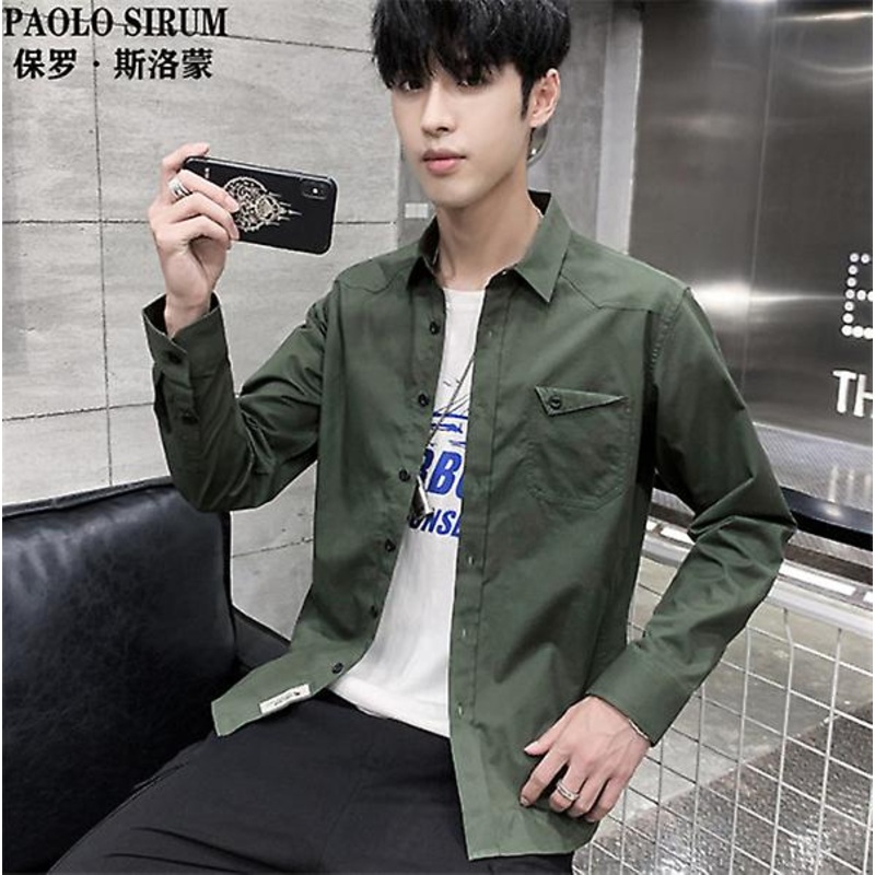 2022 Autumn New Brand Fashion Men’s Shirts Comfortable Breathable Casual Business Solid Color Long-sleeved Aldult Shirts