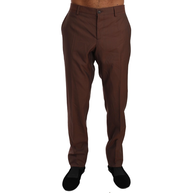 Brown Wool Silk Formal Trousers Pants