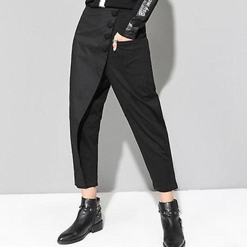High Waist Flat Elastic  Tide Wide Leg Ankle-length Pants