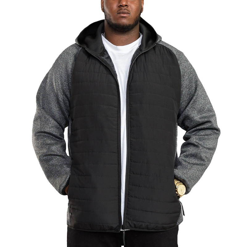 Duke D555 Mens Highampton Big Tall Kingsize Hooded Quilted Jacket – Black/Grey
