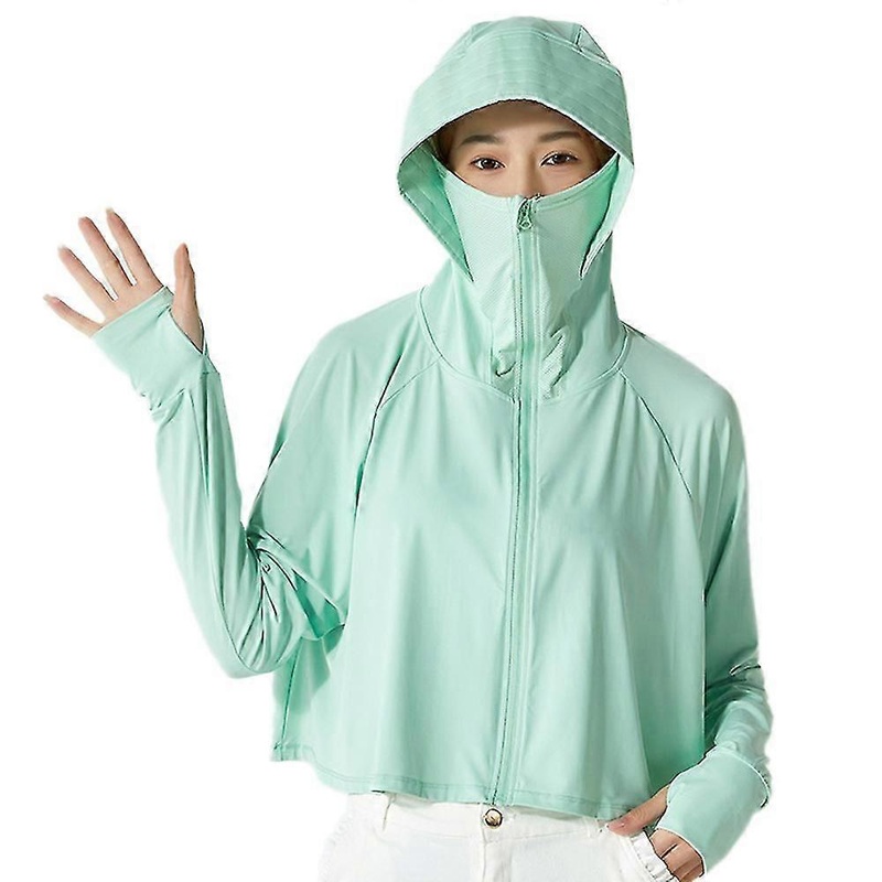 Summer Ice Silk Solid Color Sunscreen Coat Uv-proof Women’s Coat Outdoor S Zipper Coat