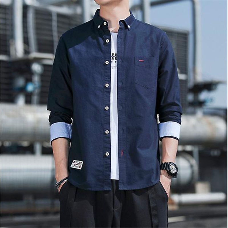 2022 Autumn Men’s New Brand Creative Shirt Comfortable And Breathable Cotton Oxford Long-sleeved Shirt