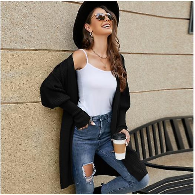 2023 Autumn And Winter Women’s Tops New Arrival Solid Color Loose Knitted Coat Women’s Fashion Long Banded Knitted Cardigan