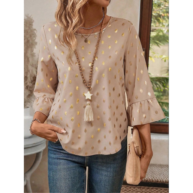 Women’s Solid Color Minimalist Casual Round Neck Long Sleeve Shirt