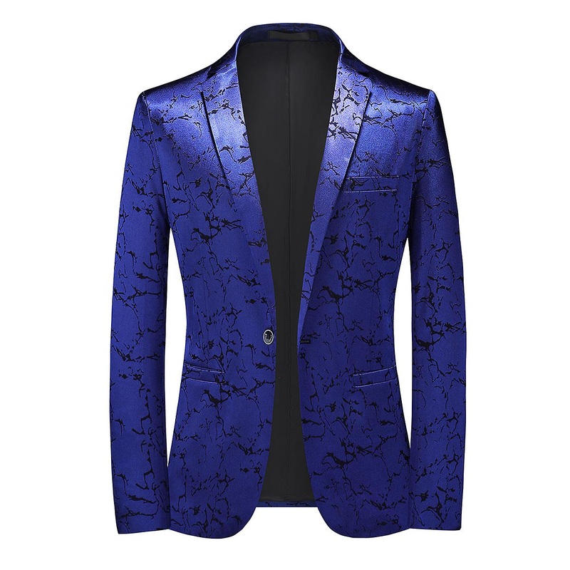 Cloudstyle Men’s Casual Printed 1 Button Jacket For Party Or Wedding