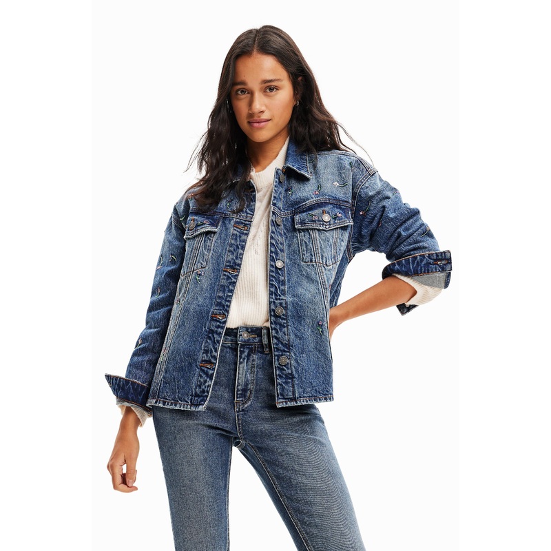 Desigual Savanha Denim Floral Embroidery Jacket 23WWED02