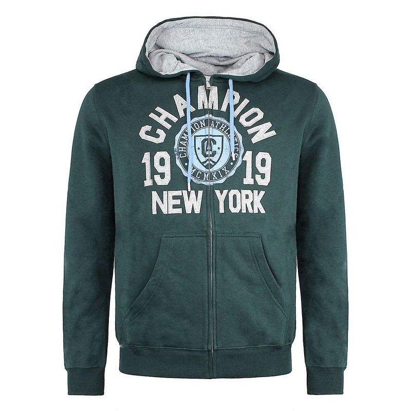 Champion Easy Fit Long Sleeve Zip Up Green Mens Hooded Track Jacket 208371 1276