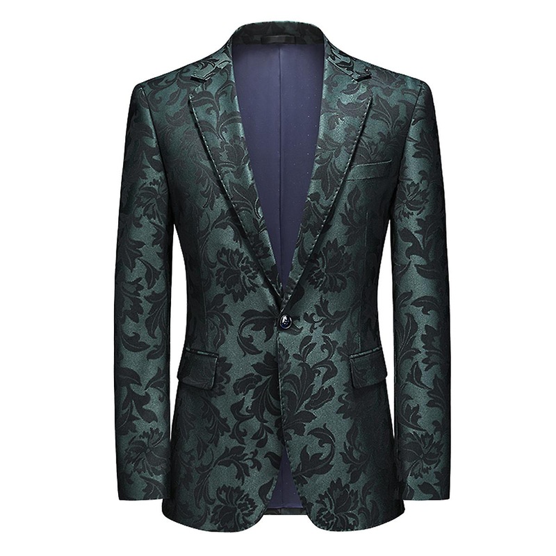 Cloudstyle Men’s Casual Slim Fit 1 Button Leaf Printed Blazer