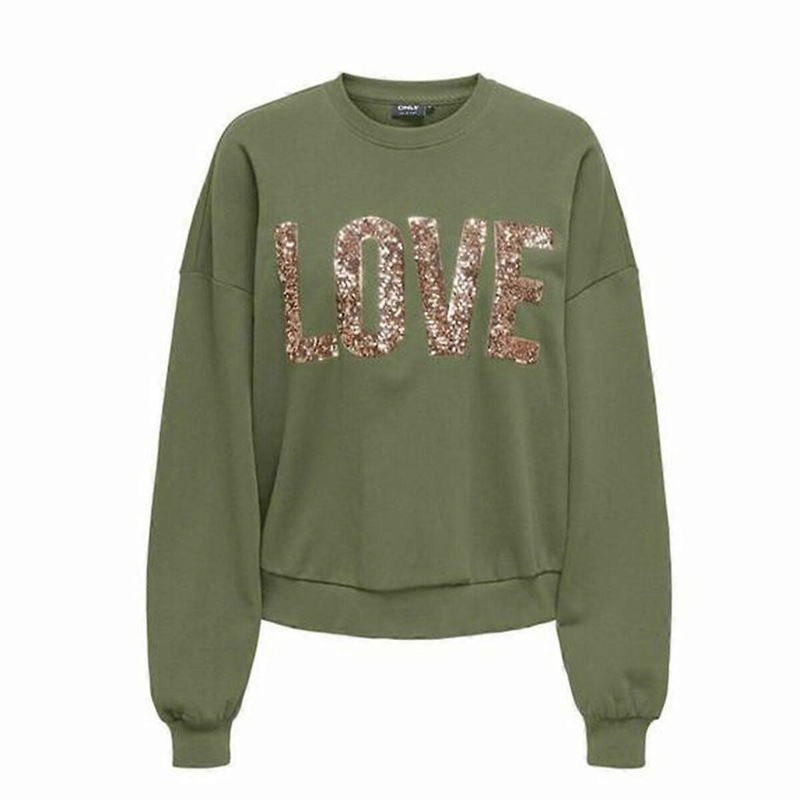 Womens Sweatshirt without Hood Only Only Onlkatya L/S Love Olive