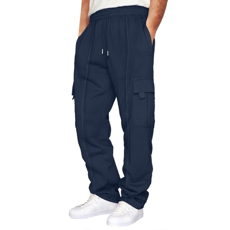 Cargo Trousers for Men Lightweight Summer Cotton Baggy Work Trousers Marineblau XL Elastic Waist Jogger Sweatpants