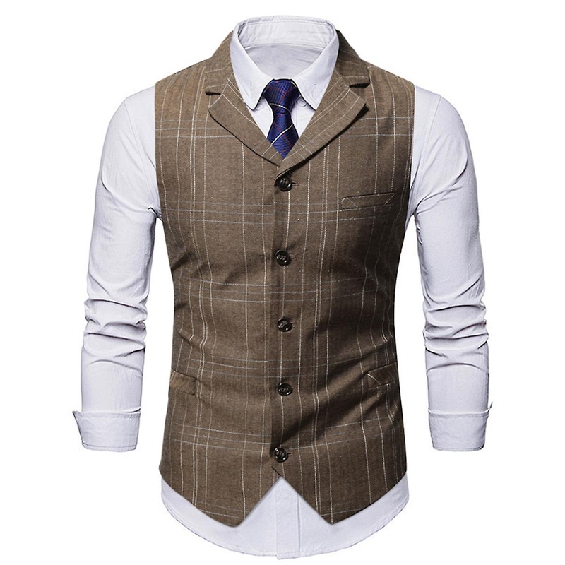 Cloudstyle Men’s Business Casual Plaid Slim Suit Vest