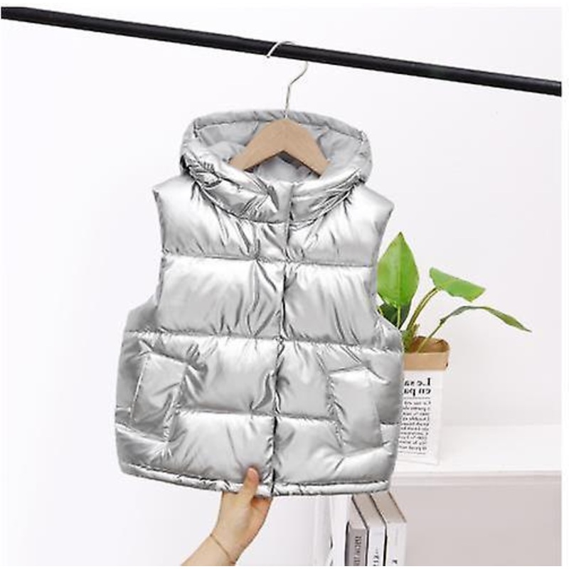 Children’s Down Cotton Autumn And Winter Outdoor Windproof Vest Men And Women Boys And Girls Thickened Outer Wear Hooded Vest