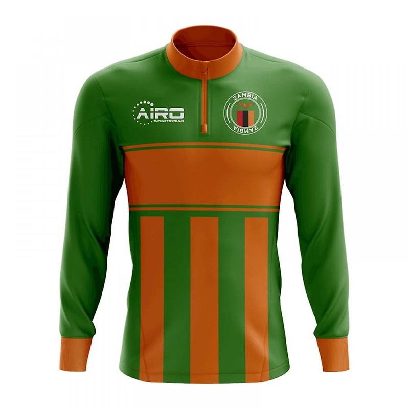 Zambia Concept Football Half Zip Midlayer Top (Green-Orange)