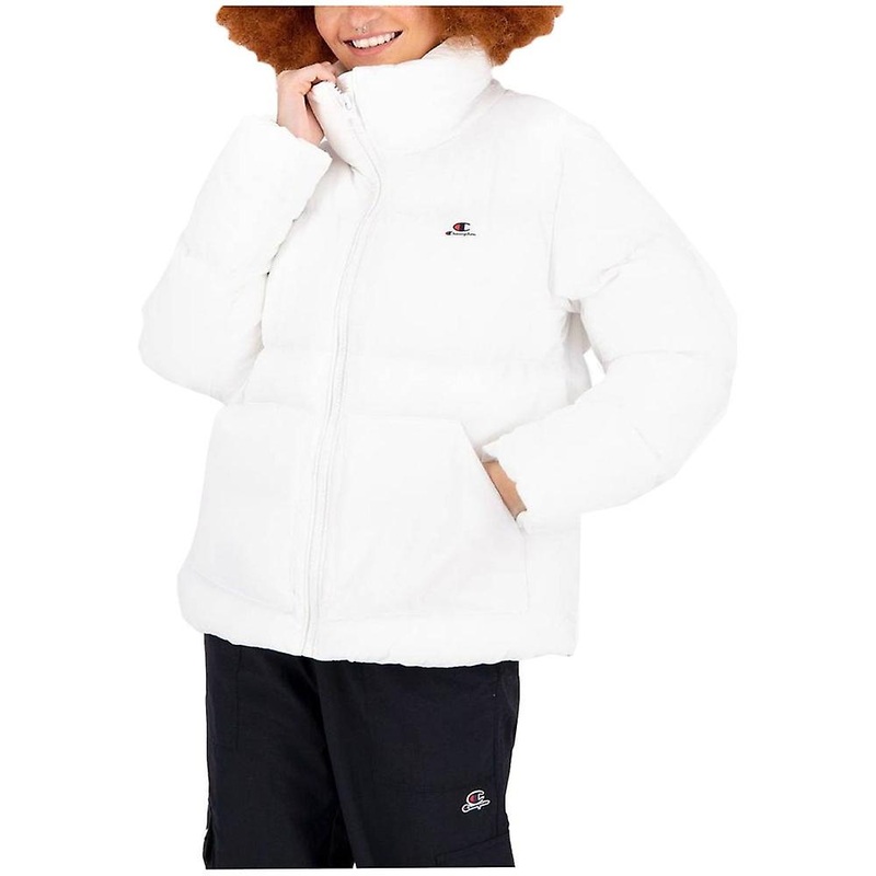 Champion Wmns High Neck Script Logo Back Hooded 114578WW001WHT universal all year women