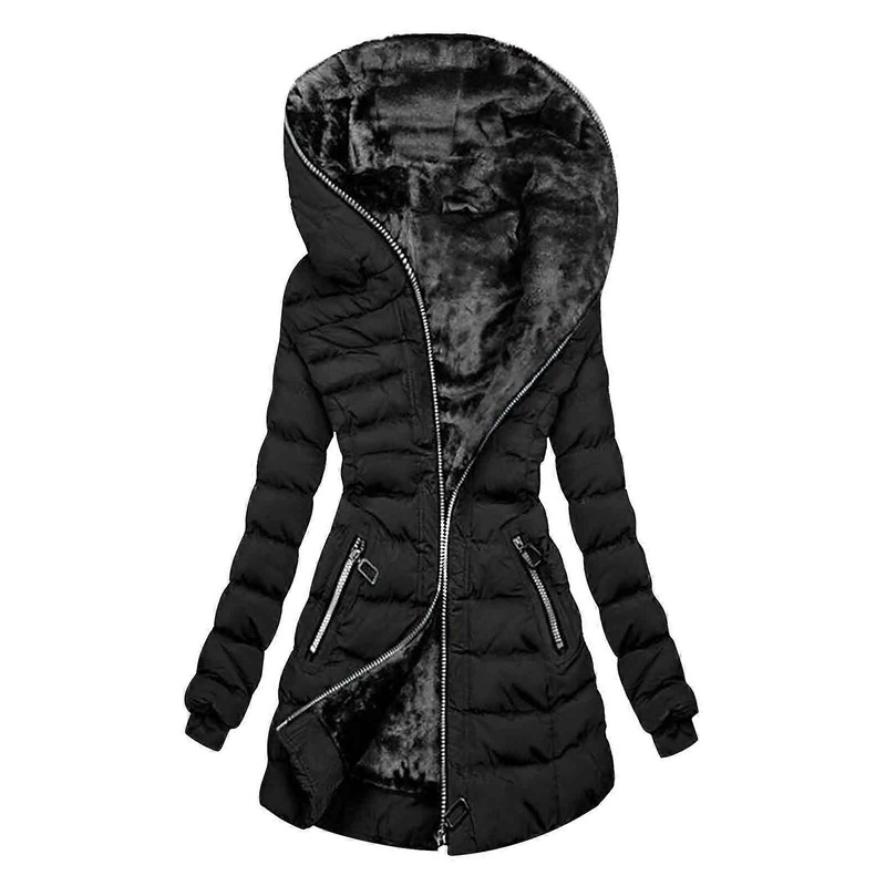 Women’s Winter Coat Long Outerwear with Teddy Fleece Lining 3XL Black