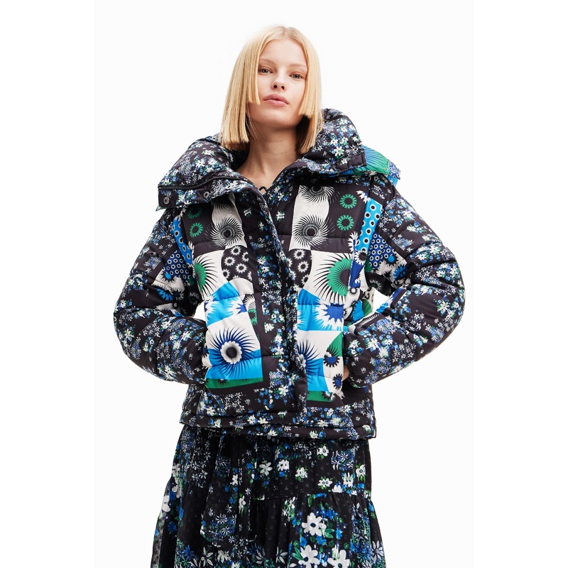 Desigual Padded Sissy Floral & Geometric Print Puffer Coat 23WWEW93