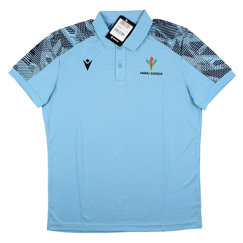 2023-2024 Samoa Rugby Travel Player Poly Polo Shirt (Sky)