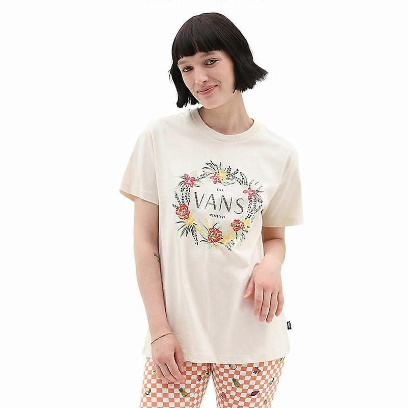 Womens Short Sleeve T-Shirt Vans Wreath Of Flowers Bff Tee-B