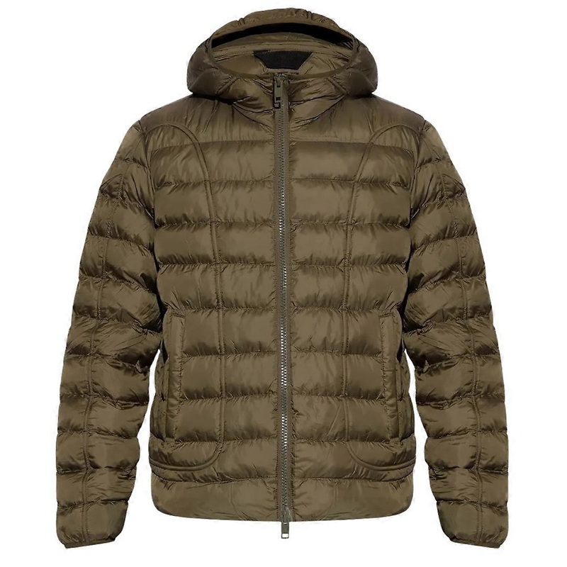 Diesel Plain Khaki Green Padded Hooded Jacket