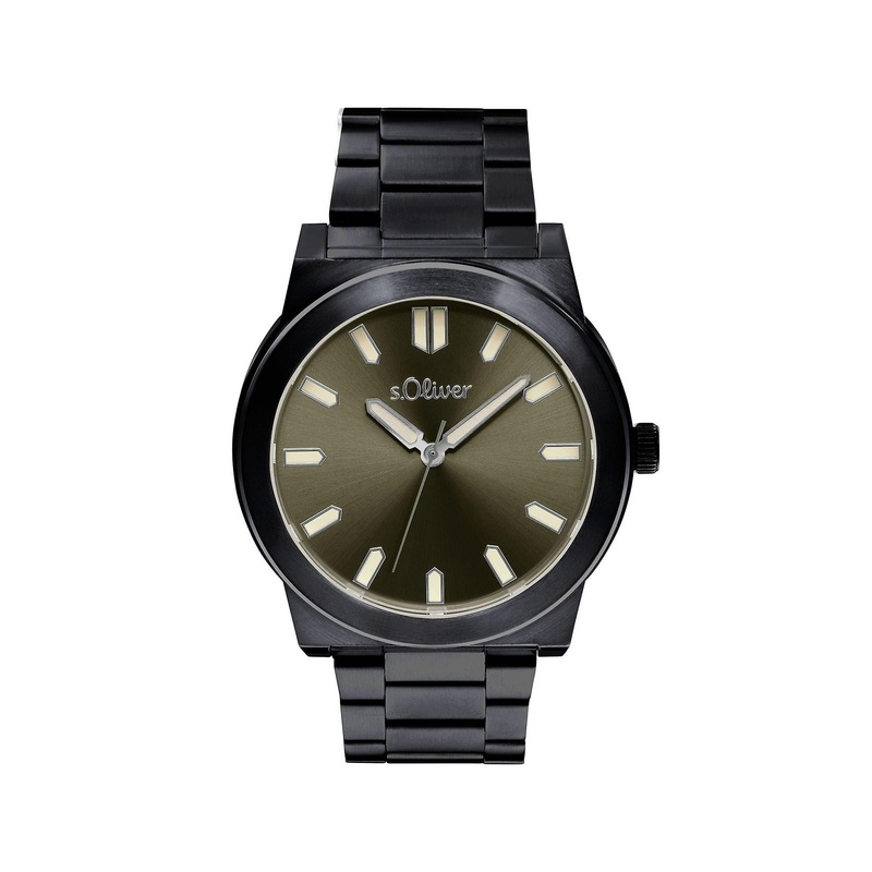 s.Oliver men’s watch wristwatch stainless steel black 2036557