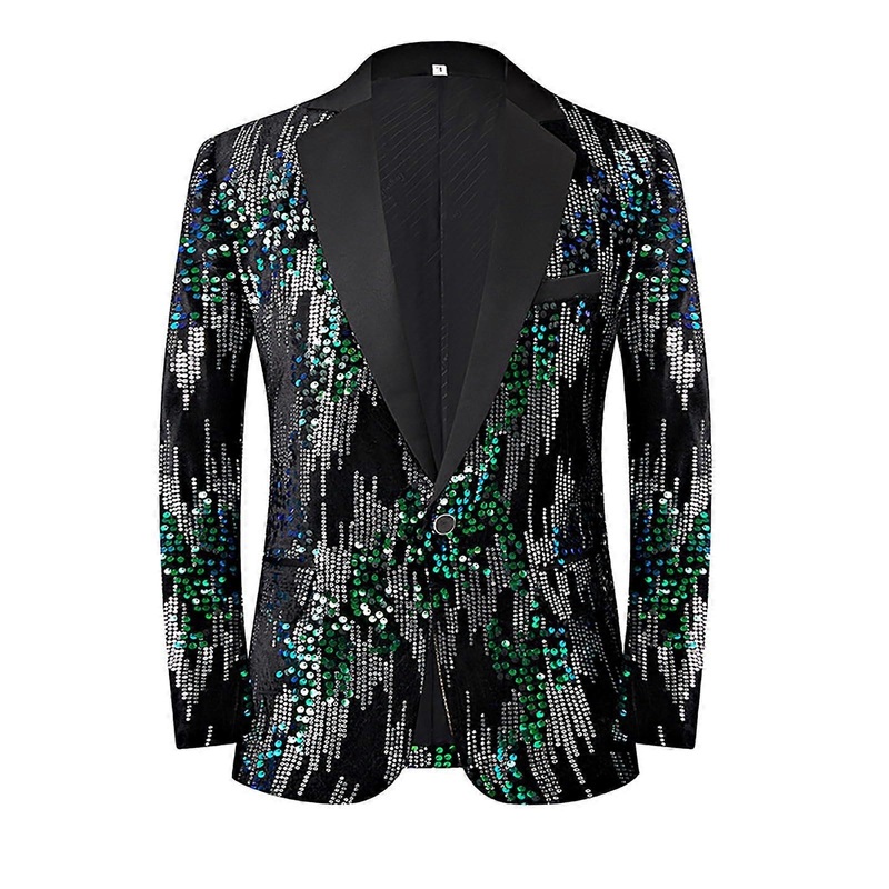 Sequined Jacket Men’s Regular Fit Blazer Colorful Carnival Suit
