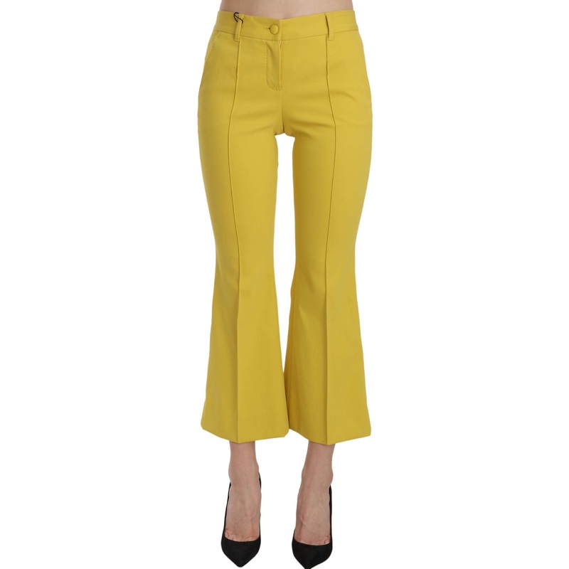 Yellow Flared Bootcut Capri Cotton Pants
