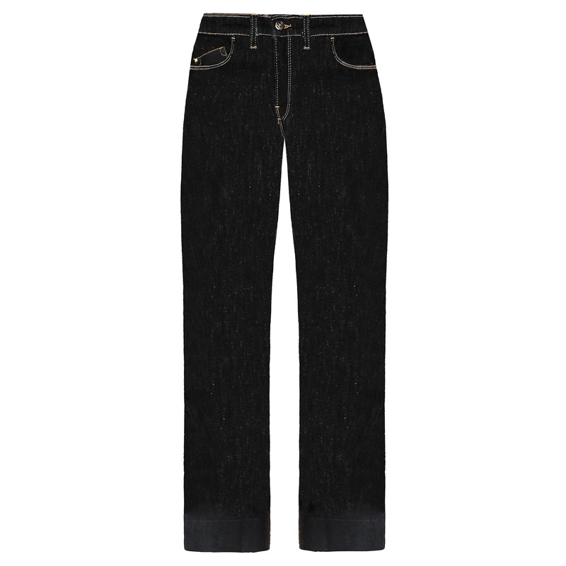 Emporio Armani J33 Reg Fit Wide Leg Bottoms Black Womens Jeans 6Z2J33 2D0VZ 0005