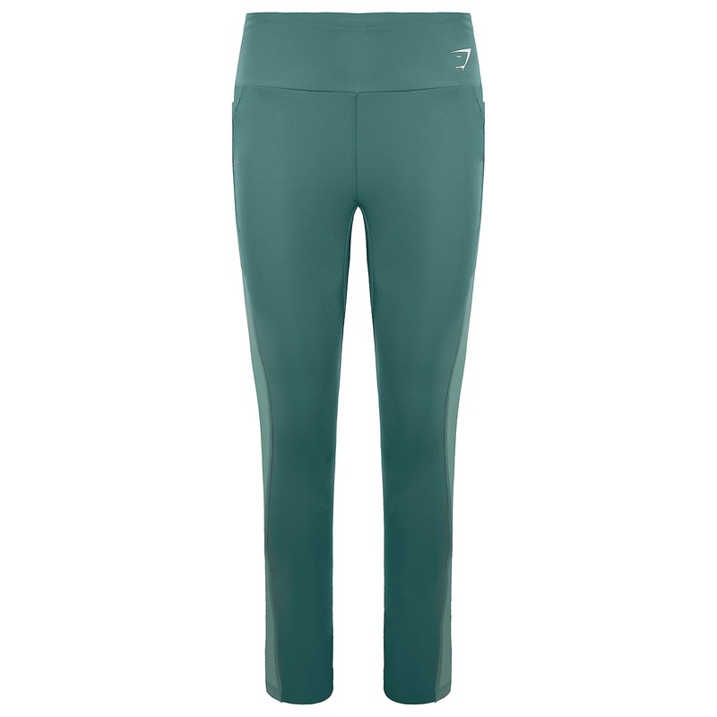 Gymshark High Rise Fit Green Womens Training Mesh Pocket Leggings GLLG4427 JG