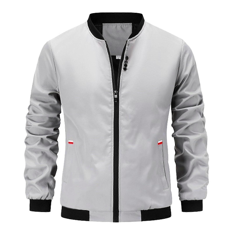 Blouson Jacket Men’s College StandUp Collar Bomber Jacket Summer Lightweight