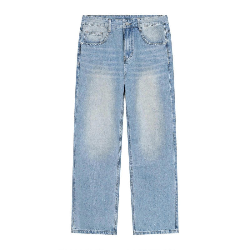 Herren Jeans Zerrissen Destroyed Loose Fit Regular Straight Fit High Waist Stretch Denim Boyfriend Light Blue Size S