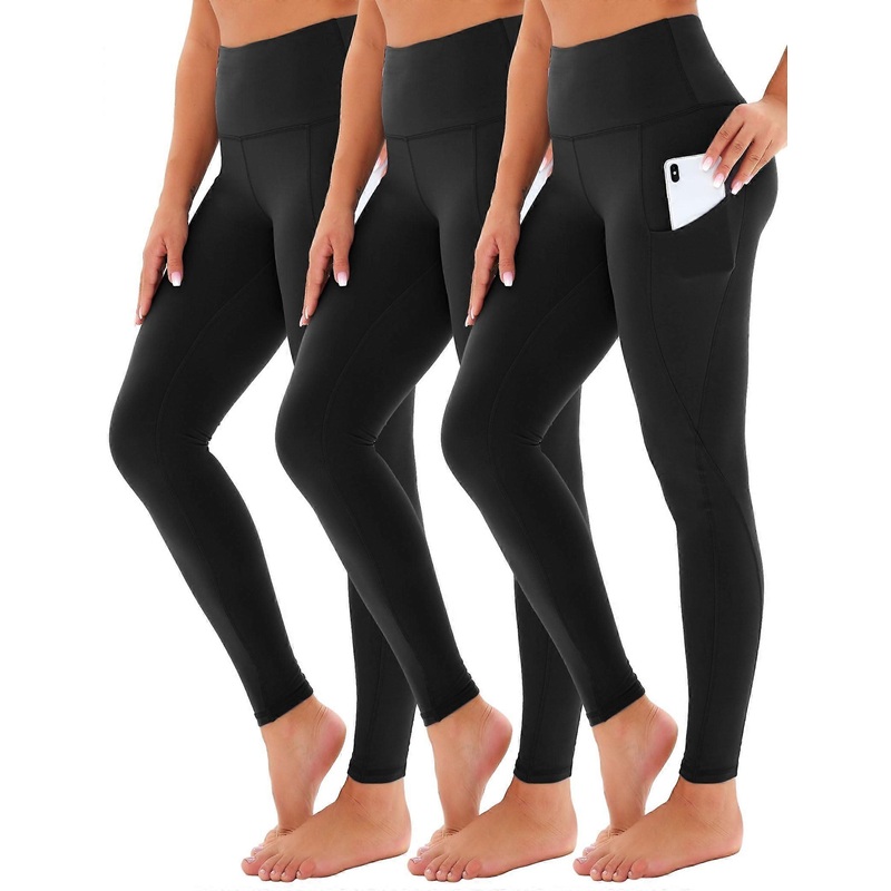 Pocket Pcs For Women Leggings With Pockets Black Compression Gym Yoga Pants Belly Control