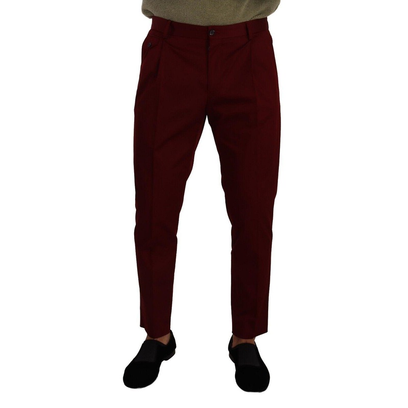 Dark Red Cotton Mens Chinos Trouser Dress Pants