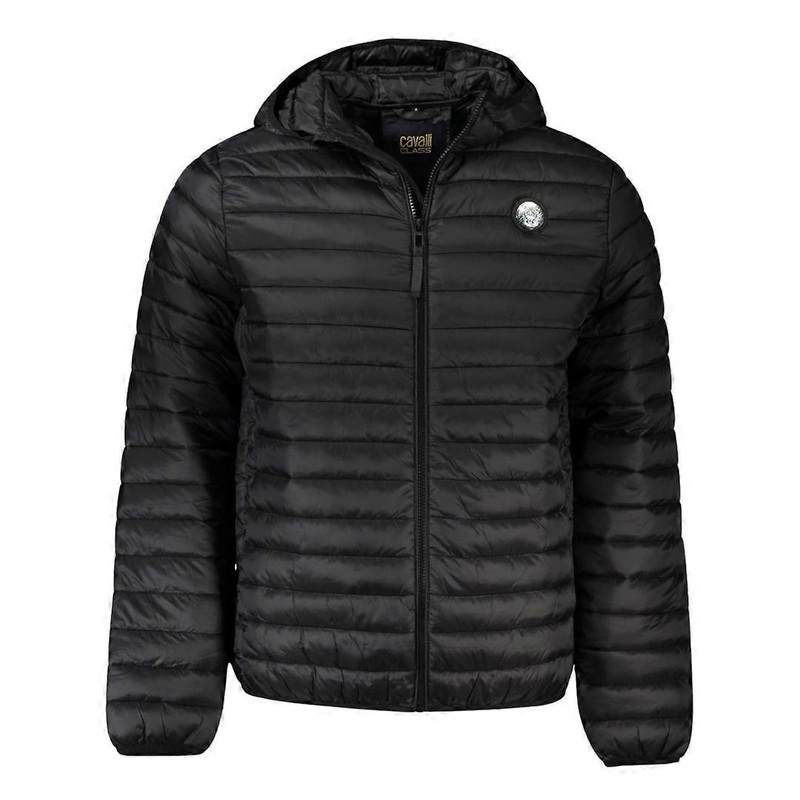 Cavalli Class Plain Quilted Black Jacket